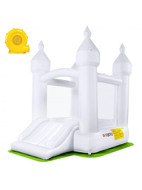 Qhomic Inflatable White Bouncy House with Blower, ...