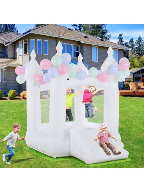Qhomic Inflatable White Bounce House with Slide an...