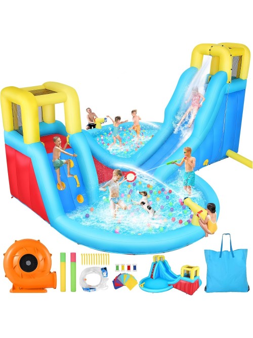 Qhomic Inflatable Water Slide, Bouncy House with W...