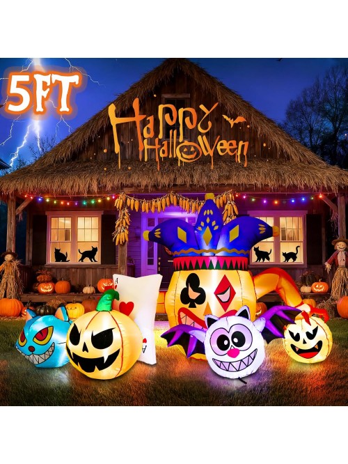 Qhomic 5FT Halloween Inflatable Decoration with LE...